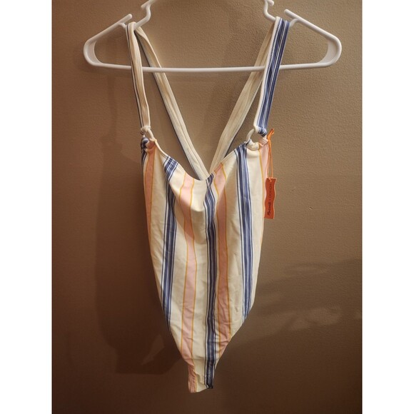 Madewell x OOKIOH Costa One Piece Swimsuit Cabana Stripe Size L NWT Swim - Picture 2 of 6